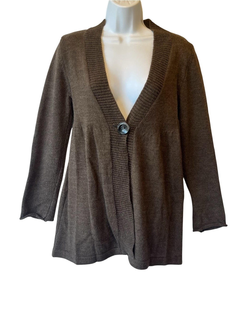 Elisabetta cardigan Sweater Made in Italy M Brown Wool Mohair blend Women V-neck